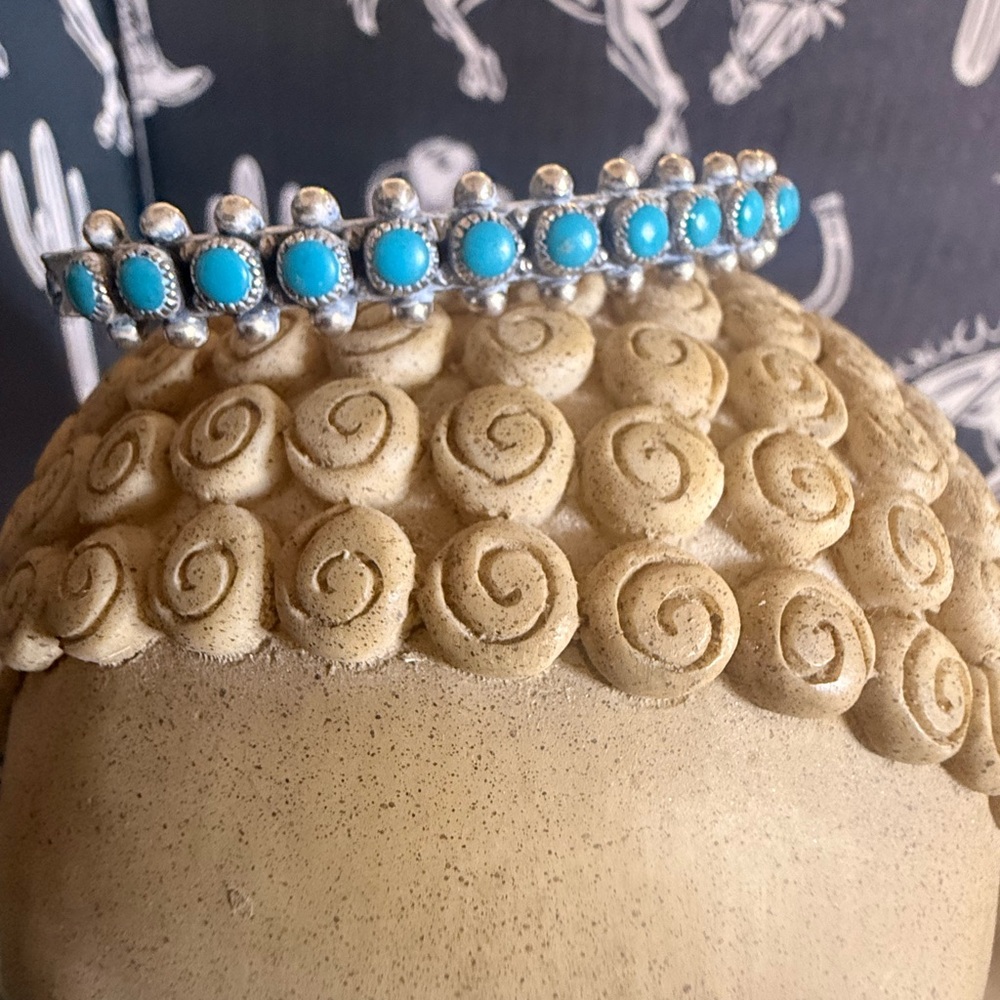 Vintage Old Pawn Turquoise and Sterling Cuff
Signed by unidentified JB artist